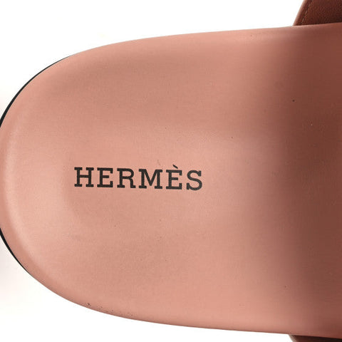 Hermes  Suede Goatskin Womens Chypre Sandals Nude