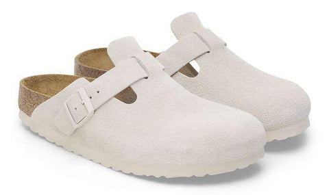 Birkenstock Boston Soft Footbed Suede Leather Narrow 'Antique White'