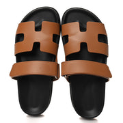Hermes  Calfskin Womens Chypre Sandals Naturel