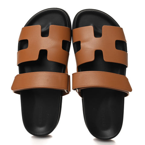 Hermes  Calfskin Womens Chypre Sandals Naturel