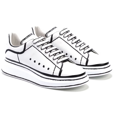 Alexander Mcqueen Oversized – White Black Outline