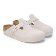 Birkenstock Boston Soft Footbed Suede Leather-White