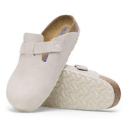 Birkenstock Boston Soft Footbed Suede Leather-White