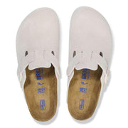 Birkenstock Boston Soft Footbed Suede Leather-White
