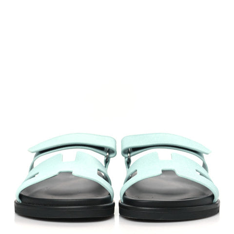 Hermes  Epsom Womens Chypre Sandals 39 Bleu Cristaux
